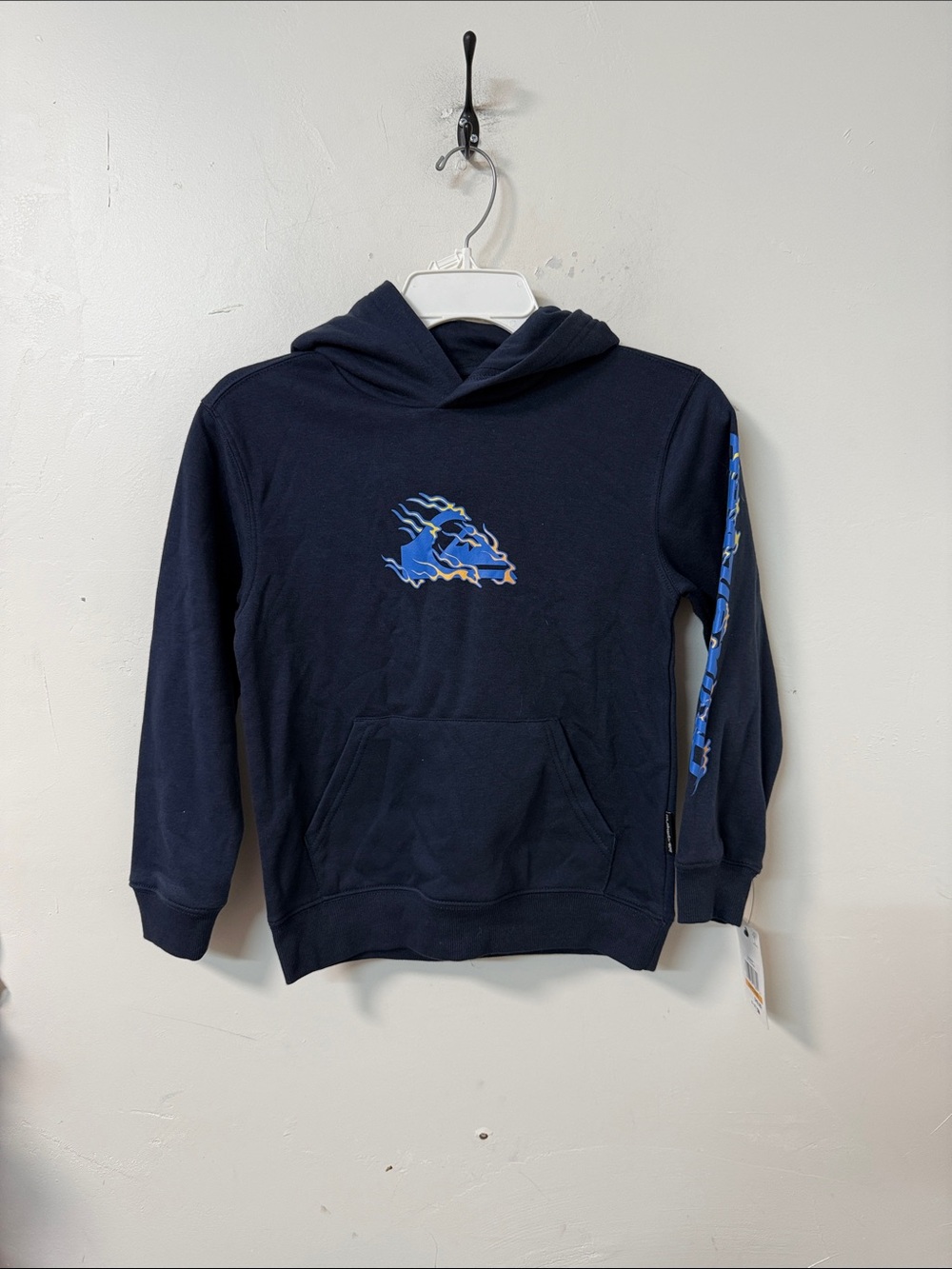 Quiksilver Navy Blue Kids Hooded Pullover with Blue Graphic